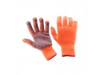 Перчатки акриловые утепленные ПВХ 10 класс (оранжевые)